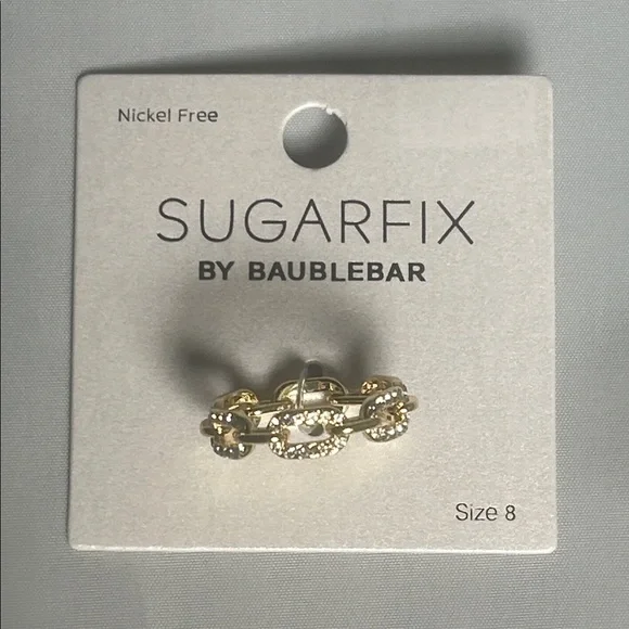Sugarfix by Baublebar Gold Crystal Rhinestone Chain Ring Size 8 NWT - Picture 6 of 7